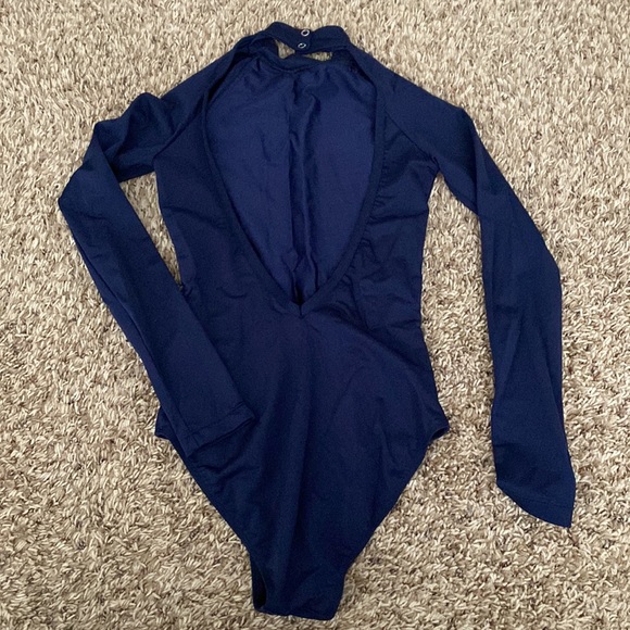 MARIIA navy blue open back leotard - Picture 2 of 3